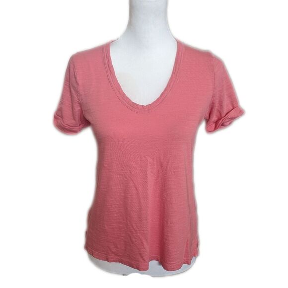 Banana Republic coral pink v-neck tee t-shirt, cotton/modal, size XS - Picture 1 of 4